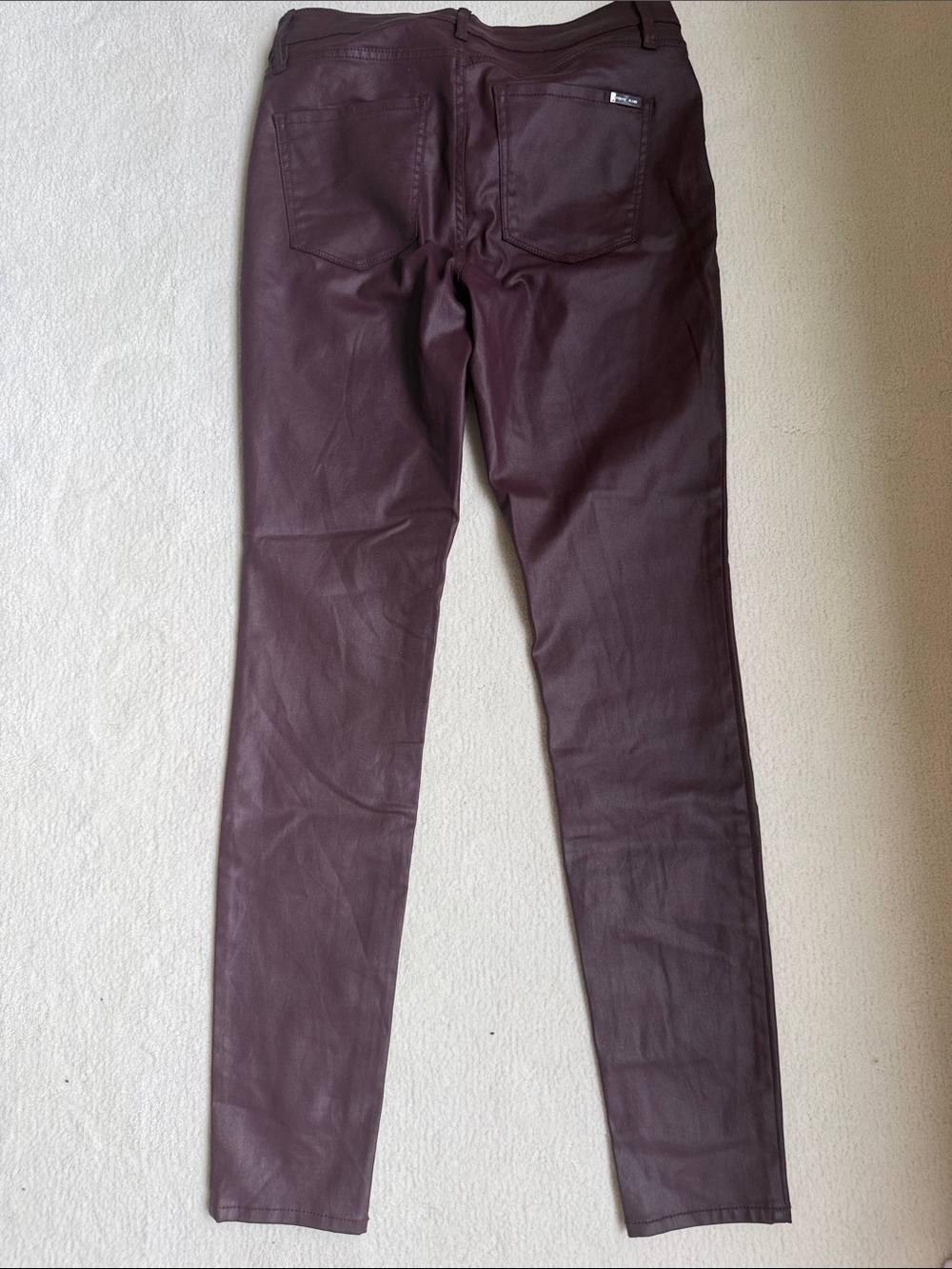 White House Black Market Women's Skinny Faux Leather Pants in Burgundy - Picture 4 of 4